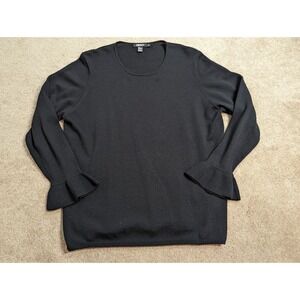 Witchy Bell Sleeve Sweater Womens 2X Black Merino Wool Whimsigoth Dark Academia